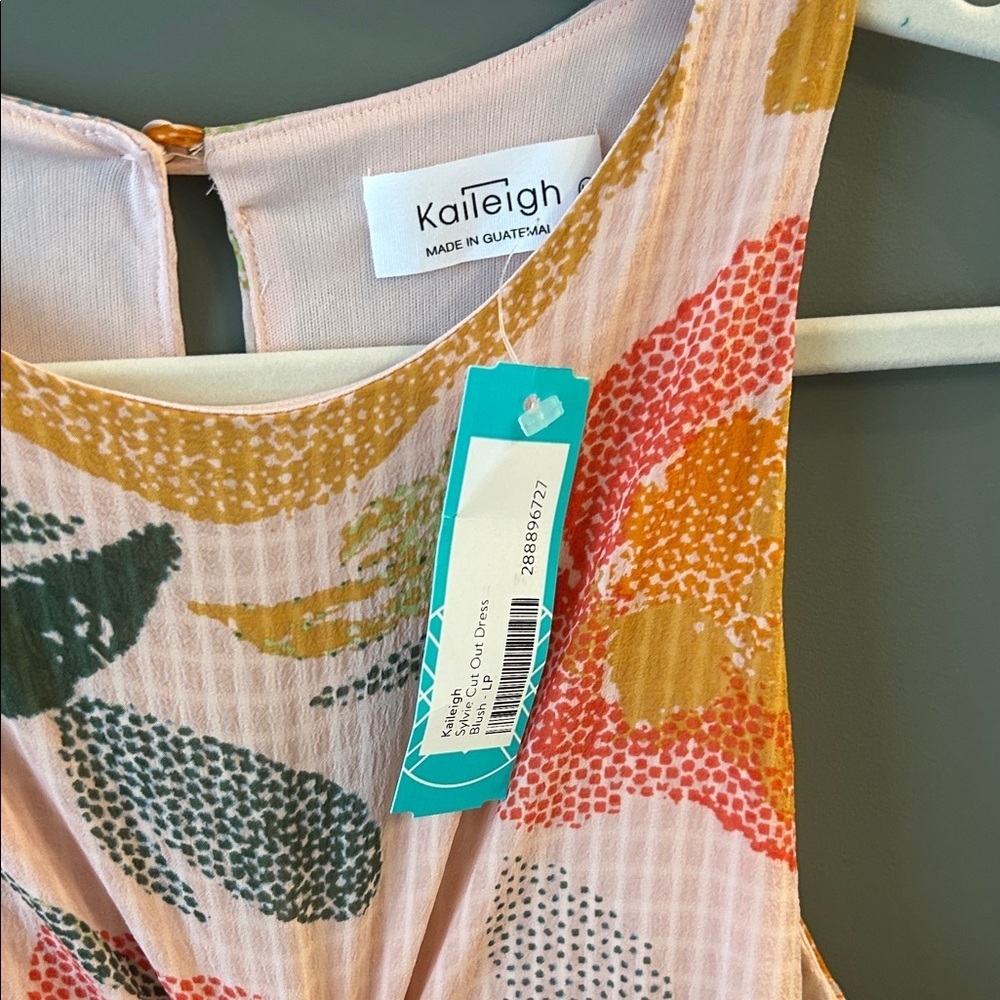 Kaileigh Pink and Orange Patterned Dress Stitch Fix Size large Petite - Picture 2 of 6